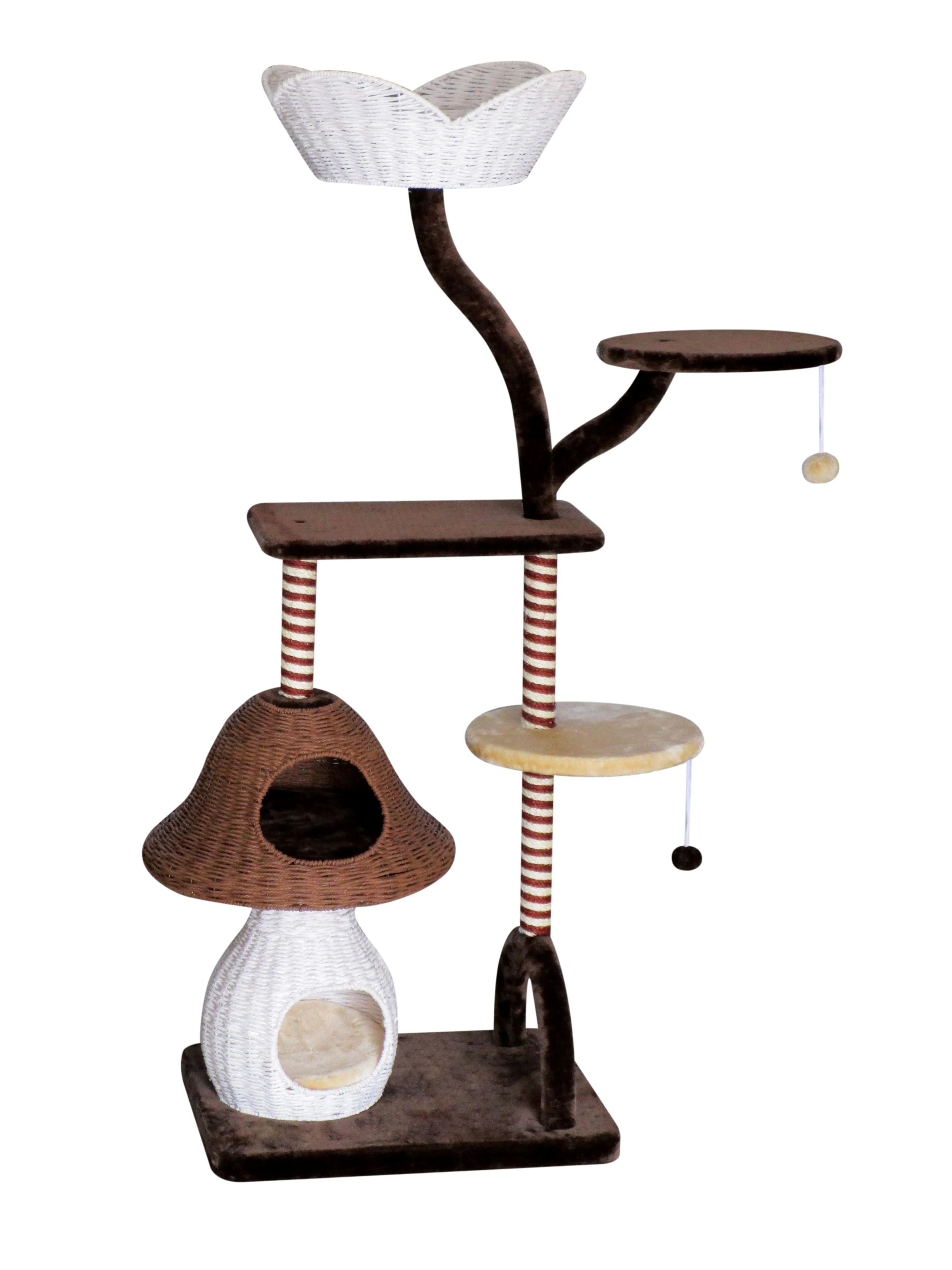 Wholesale Luxury Cat Trees Quality Fashion Design for Large Cats Wood and Plush Material Supply Carton Packing
