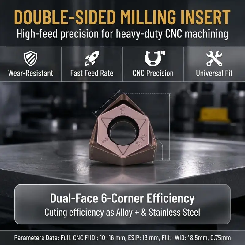 1Pcs Double-sided Hexagonal Heavy-duty Insertion WNMU0806 WNMU080608 90° Matching MFWN900 End Face Milling Head FMB