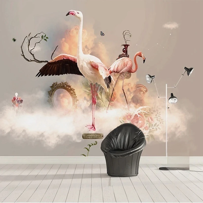Custom Large Size Wallpaper Flamingo Modern Style 3D Photo Mural Living Room Sofa TV Backdrop Home Decoration Wall Papers