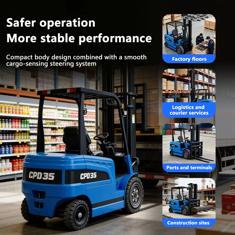 3-Ton 3-Meter Electric Forklift with Solid Tires Suitable for Transporting Goods in Logistics Centers and Factories Pro