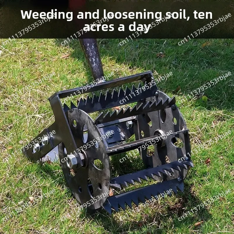 Hand Push Wheeled Weeding Machine, Manganese Steel Agricultural Loosening Weeder