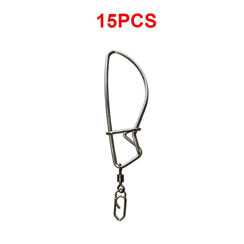 15PCS Fishing Lock Buckle with Strengthen the stainless steel 8-shaped Ring Pin Live Fish Stringer Clip for Outdoor Tackle Parts