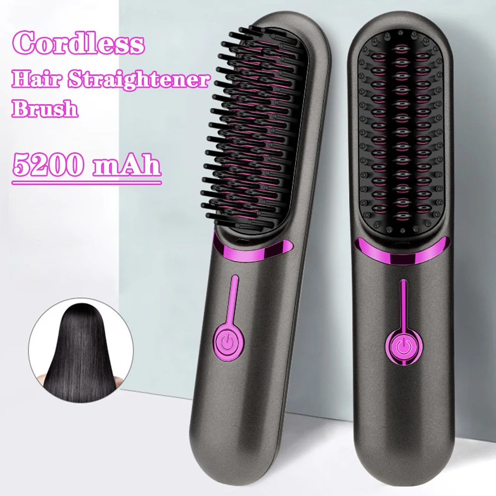 Multifunctional Ceramic Hair Curler Anti-scalding Heating Comb Wireless Hair Straightener Brush Fast Heated Straightener Brush