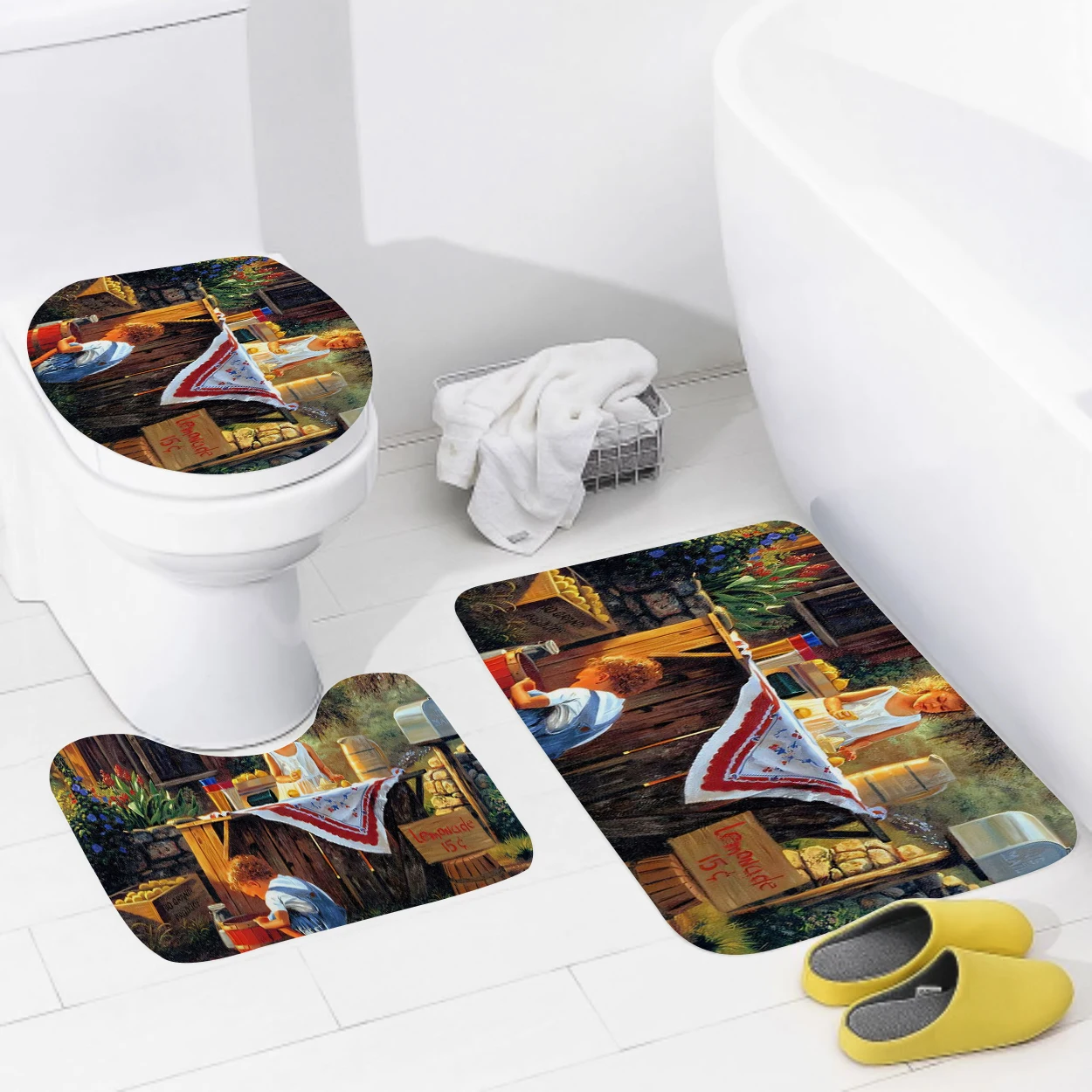 Home bathroom floor mats Bath Foot mat Animal oil paint style modern bathroom accessorie rug Toilet mat Bathtub anti-slip carpet