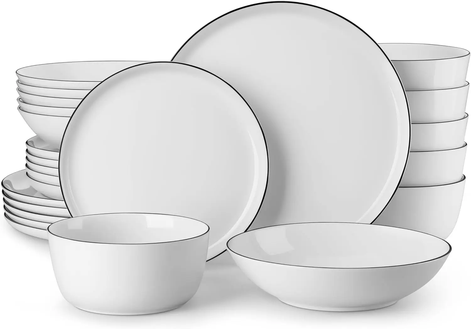

24 Pieces Gourmet Porcelain Dinnerware Sets, Premium Plates and Bowls Set, High-Fired Dishes Set for