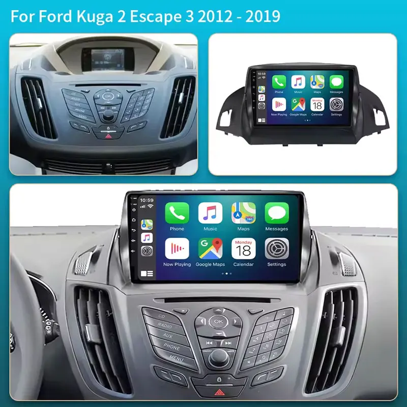Android 15 Voor FORD C-MAX KUGA 2 ESCAPE 3 2012-2019 Autoradio Multimedia Speler Stereo Head Unit GPS navigatie Geen 2din DVD