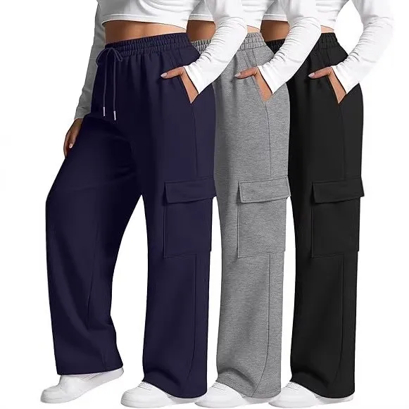 Pantalones Cargo Azul Marino con Cordón en la Cintura, Ajuste Holgado, Pantalones de Trabajo de Tiro Medio, Pierna Recta, Pantalones Utilitarios, Pantalones Cargo Gris Carbón
