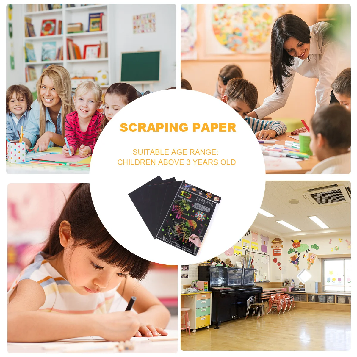 กระดาษขูดสีดำแบบเป็นมิตรกับสิ่งแวดล้อม 2 แพ็ค 10 แผ่น สำหรับเด็ก ทำงานศิลปะ DIY ปลอดภัย ไร้สารพิษ เหมาะสำหรับนักเรียนประถม