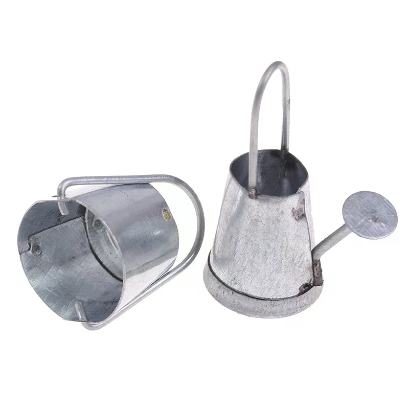 2pcs/set 1:12 Dollhouse Miniature Metal Water Bucket Kettle Model Furniture Toys For Kids Children Adults