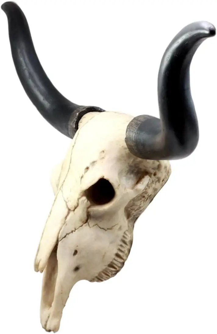 Large 27-Inch Wide Longhorn Steer Cow Skull Wall Head Hanging Sculpture Plaque, Bull Cattle Wild Beast Figurine, Cowboy Hunter Game Trophy, Bulls Cows Steers Grassland Pasture Herding Animal Decor