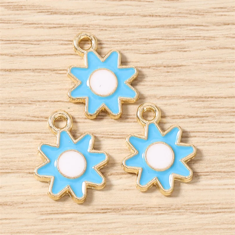 Tusember 20 Stück 12*16mm Niedliche Bunte Sonnenanhänger Emaille-Sonnenblumen-Charms für Schmuckherstellung Ohrringe Armband Halskette DIY Basteln – Detail 6