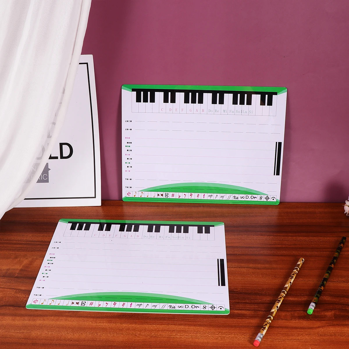 

2 Pcs Staff Whiteboard Magnetic Writing Board Home School Double Sided Dry Erase Lightweight Wall Mount Music Students