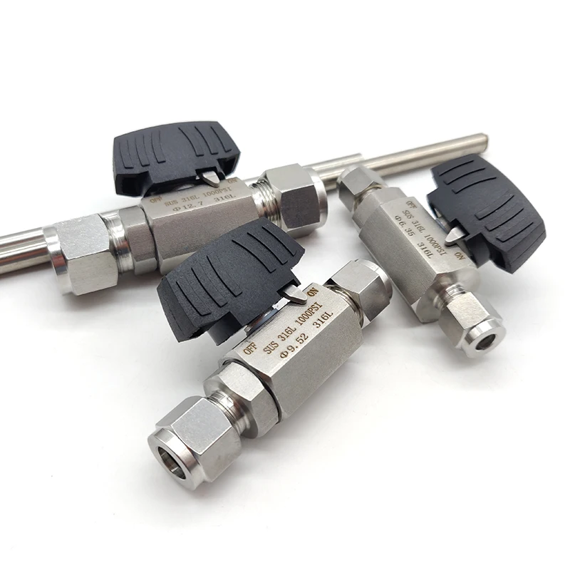 316L Edelstahl Doppelhülsen-Kugelhahn 6 mm 8 mm 10 mm 1/4 Zoll 3/8 Zoll 1/2 Zoll Rohr Hochdruck-Sechskant-Luftquelle Instrumentenventil – Detail 4