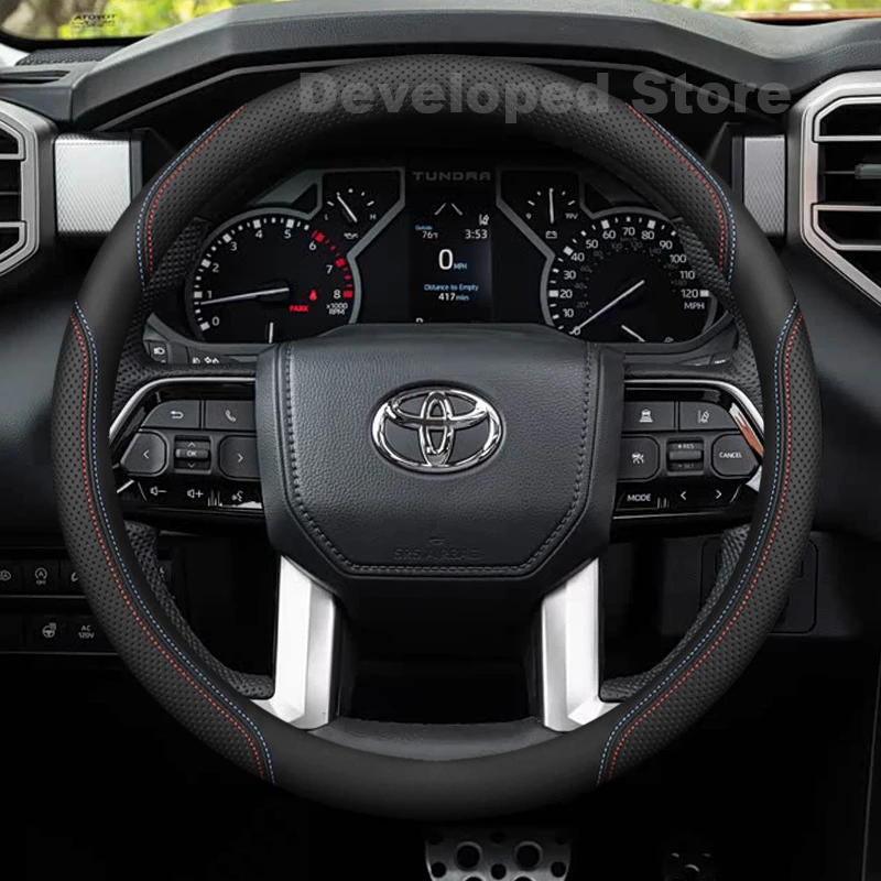 39cm Leather Car Steering Wheel Cover For Toyota Land Cruiser lc300 lc250 Prado 4x4 2026-2008 hliux tacoma Accessorie 2026