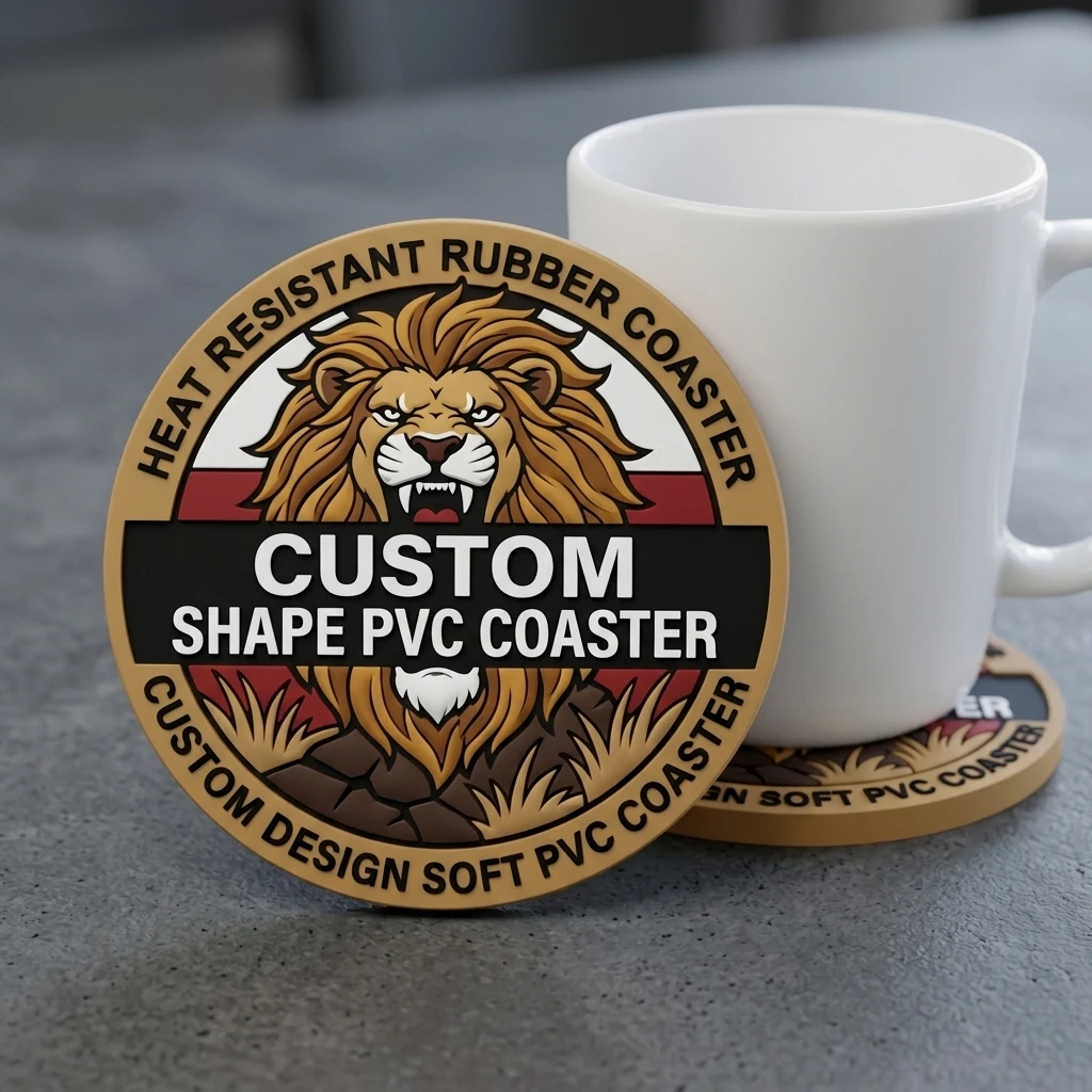 Personalized Custom Logo PVC Round Coaster Non‑Slip Drink Mat Heat Insulation Pad Tabletop Decor For Souvenir Home Use