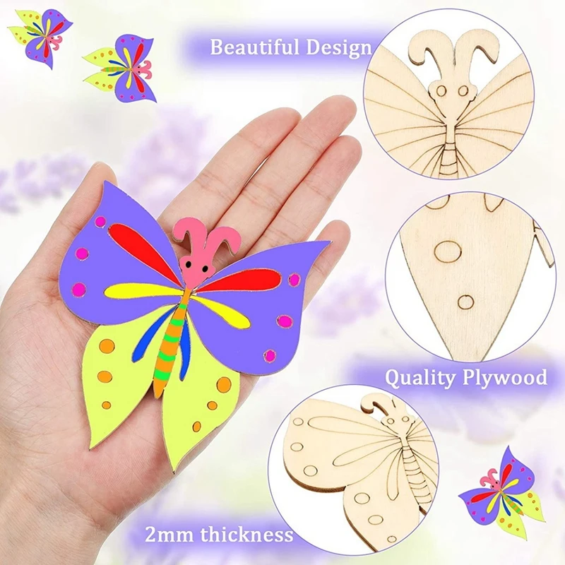 25 Pieces Wooden Butterfly Crafts Unfinished Wooden Butterfly Blank Butterfly Wooden Paint Crafts For Kids Painting