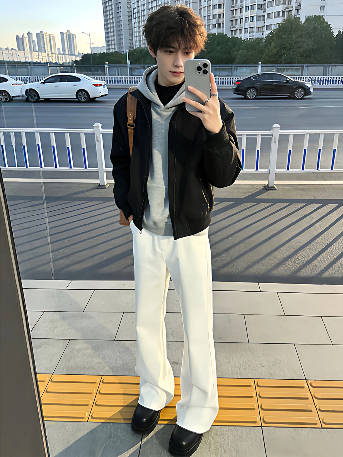 

White Straight Leg Men's Jeans Design High Streetvibe Bootcut Trousersdurablewearresistanens Denim Pants