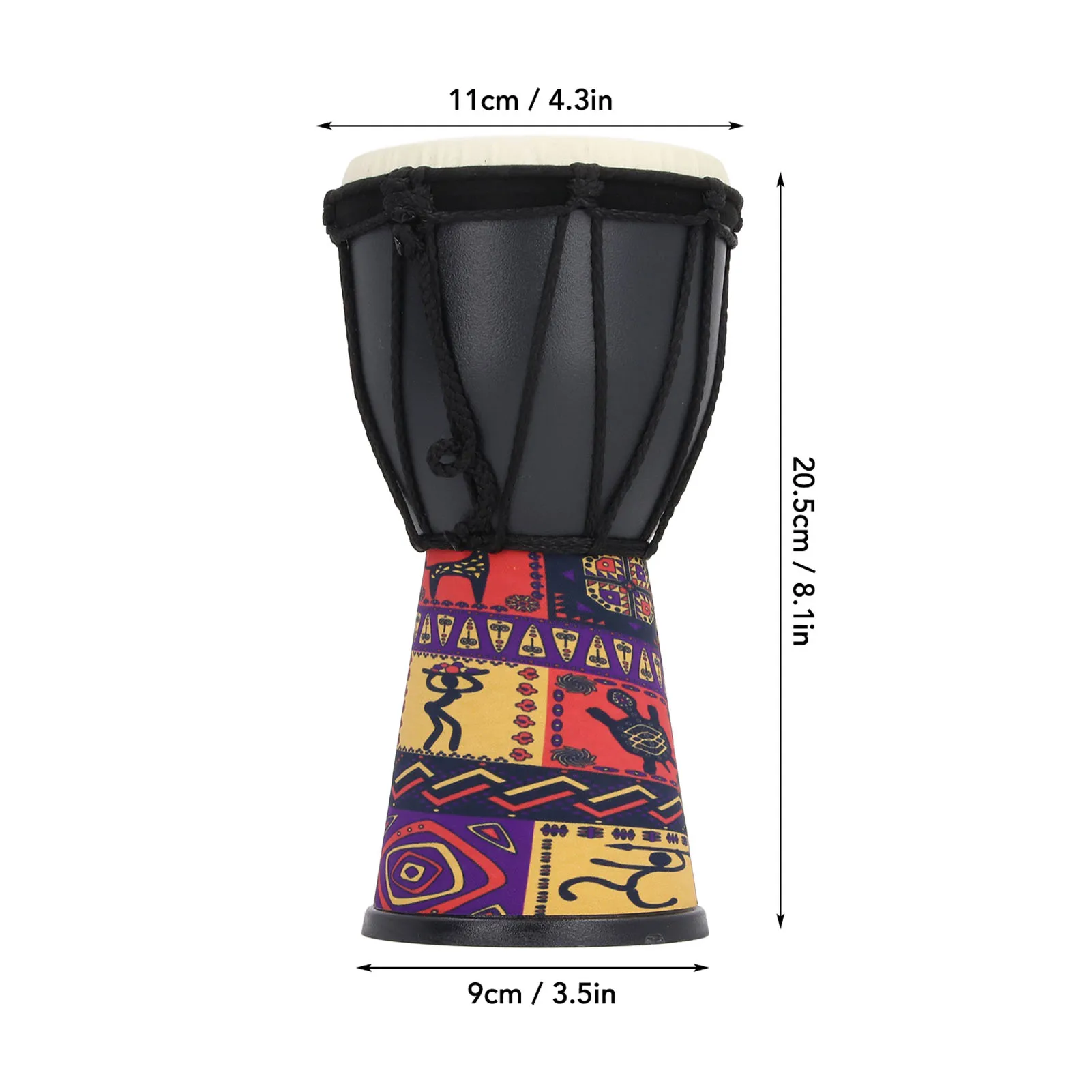 4 Inch African Hand Drum Painted Design Artificial Sheepskin Percussion Drum for DIY and Daily Entertainment African Hand Drum