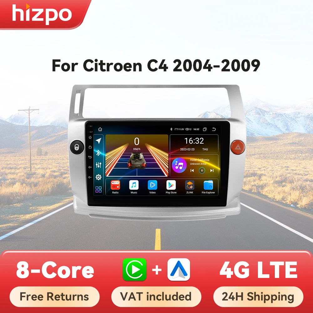 Hizpo Octa Core Car Radio For Citroen C4 C-Triomphe C-Quatre 2004 - 2009 Wireless CarPlay Android Auto No 2 din 2din DVD Stereo