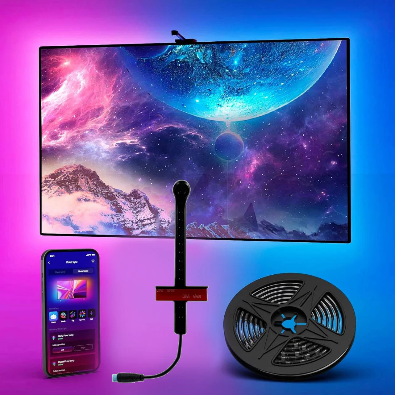 Ambilight للتلفزيون 5 فولت Usb Rgbic 5 3.8 متر App التحكم إضاءة خلفية للتلفاز مع مزامنة الكاميرا إلى شاشة التلفزيون المحيطة ضوء شريط Led ذكي للتلفزيون #1