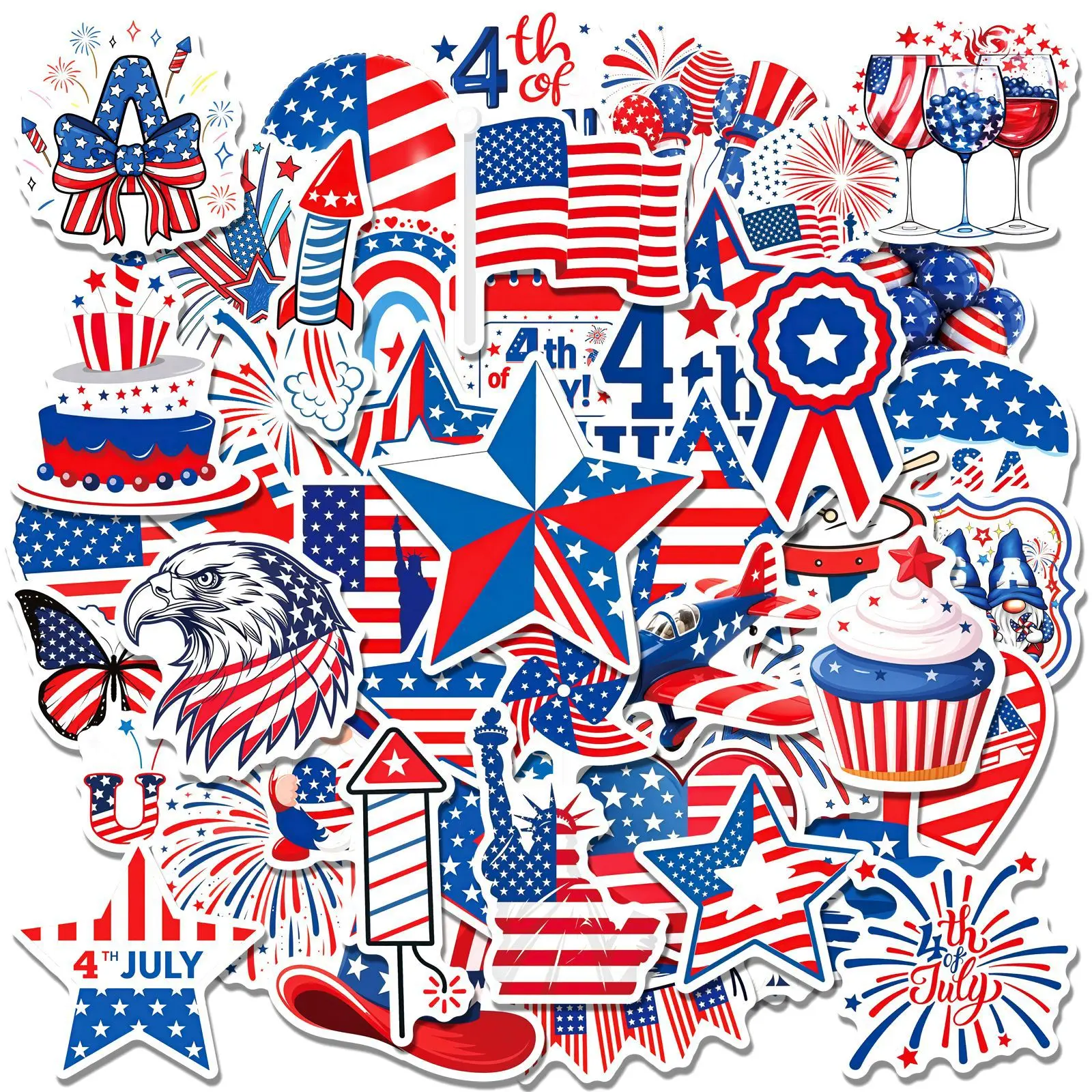50Pcs Independence Day Flag Faith Sticker Decals Luggage Travel Backpack Skateboard Phone Laptop USA Election Sticker