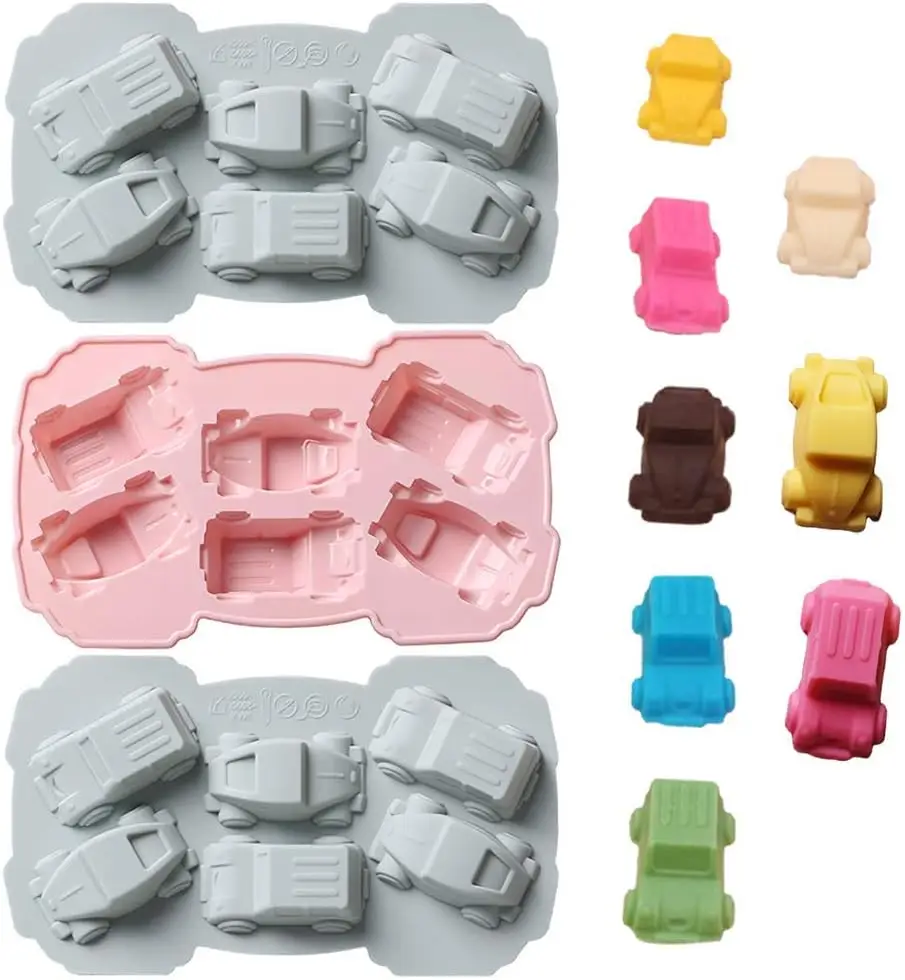 

3Pcs Car Silicone Ice Cube Trays Silicone Chocolate Molds Jello Candy Gummy Mold Cake Decorating Tool Crayon Wax Melt Mould
