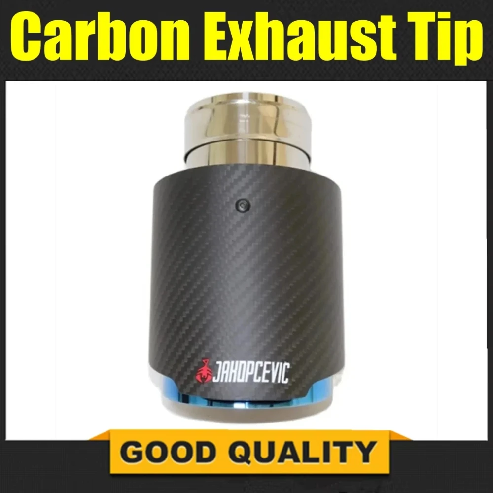 Echte Heißer Verkauf Auto Matt Carbon Schalldämpfer Spitze Auspuffanlage Universal Edelstahl Blau Auspuff Schalldämpfer für Akrapovic