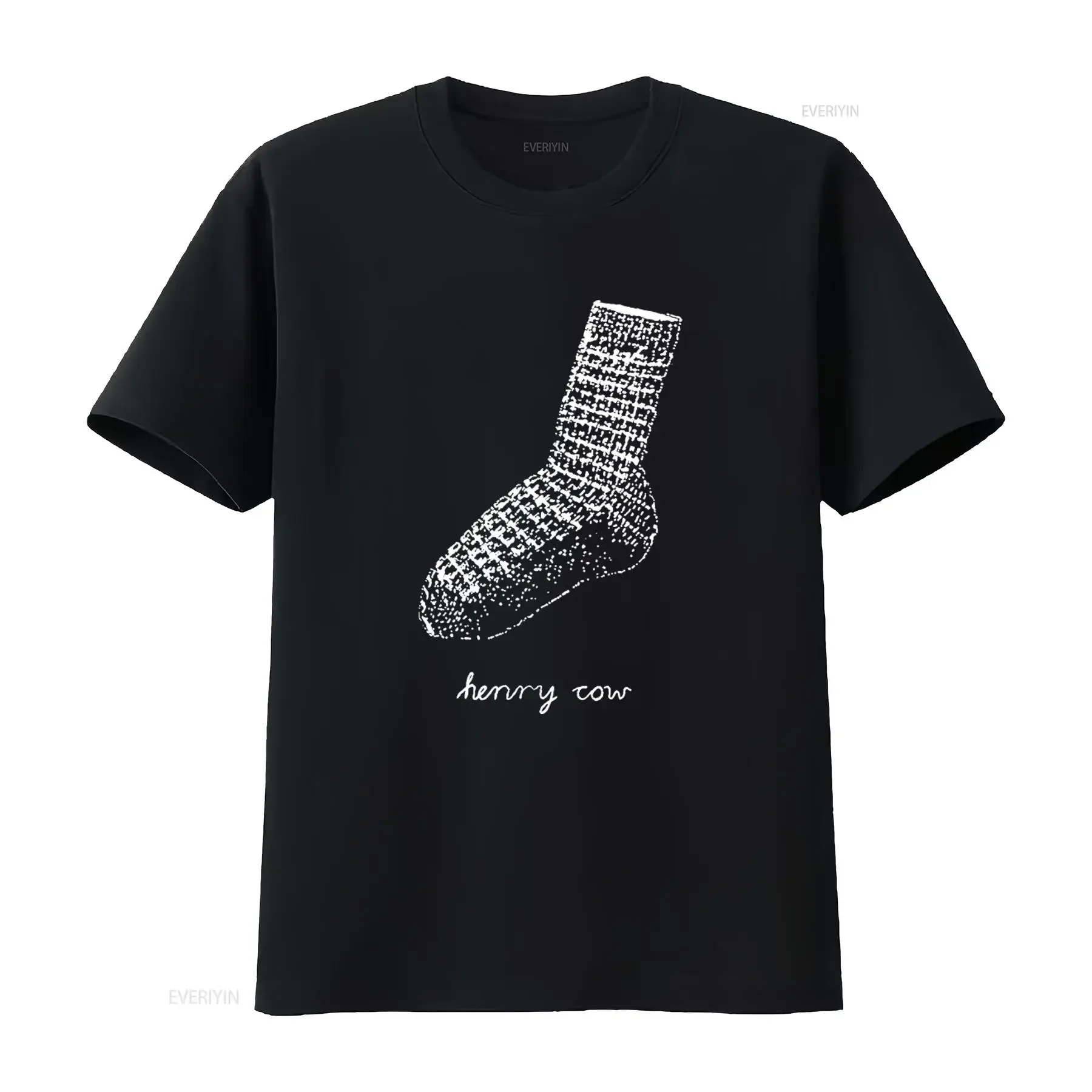 Henry Cow Print T Shirt Unique Black and White Sock Design for Fashion Lovers vintage Washed streetwear Casual homme