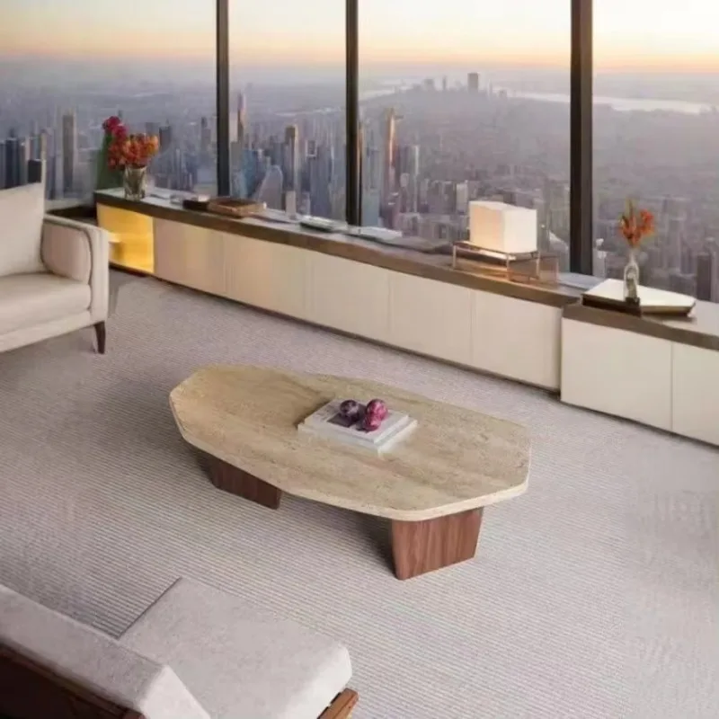 Multifunctional rectangular space-saving smart coffee table with storage space