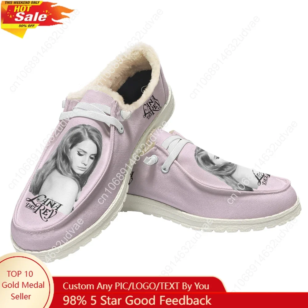 

Lana Del Rey Singer Plush Loafers Men Woman Casual Flat Shoes Durable Elastic Warm Lightweight Footwear Couple Custom Shoe White