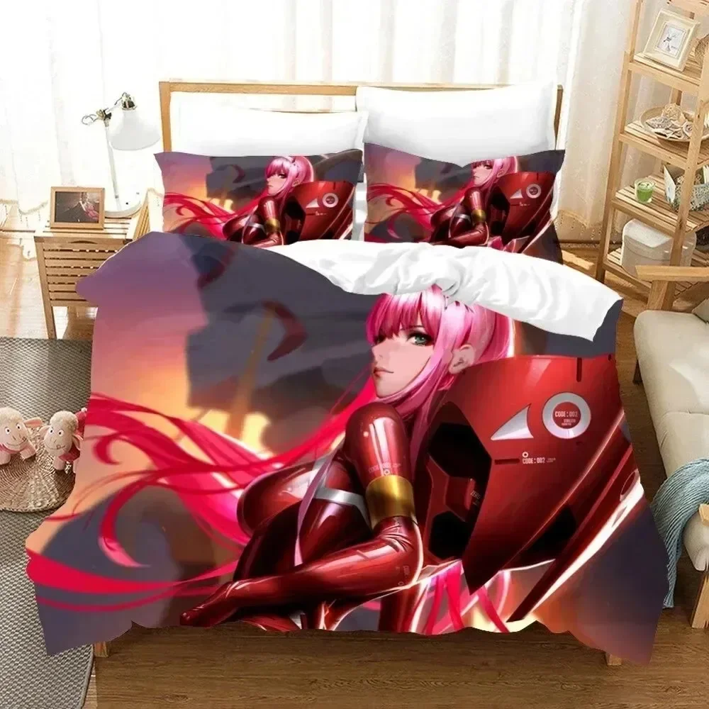 3D Print Anime Darling In The Franxx Zero Two 02 Bedding Set Boys Girls Twin Queen Size Duvet Cover Pillowcase Bed Kids Adult