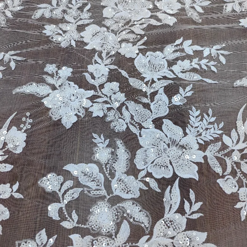 Newly Designed Lace Fabric with Embroidered Beaded Sequins Perfect for Wedding Dresses Kids' Clothing and DIY Curtain Decoration