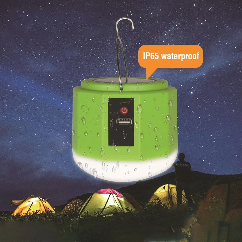 Solar Camping Tent Lamp Pendurado Bright Light, Pesca, lâmpada potável, Luz noturna de emergência, Escurecimento ao ar livre, Lanterna USB impermeável