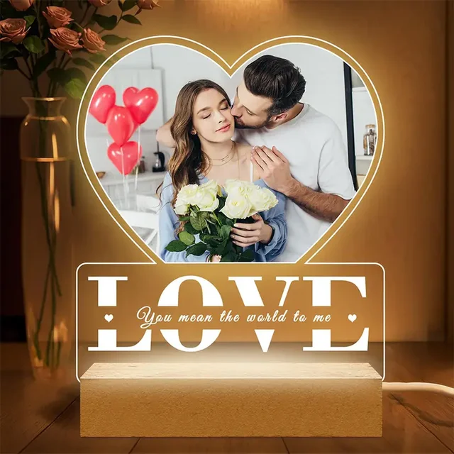 

New Year Gifts Valentine's Day Gifts for Girlfriend Picture Frames with Night Light Anniversary Customized Acrylic Plaque