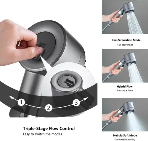 Imagen 2 del producto Cabezal de ducha multifuncional de mano con filtro de alta presión 2026 Ion Drops para agua dura