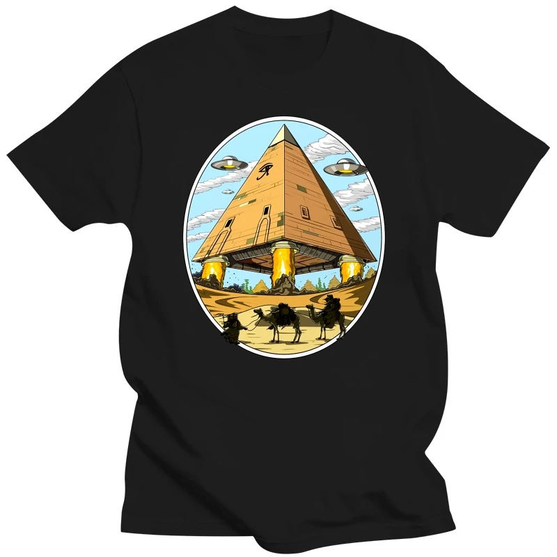 Alien Pyramids UFO Graphic Streetwear Egyptian Mythology Ancient Gods Atum Horus Osiris T-Shirts Pure Cotton Oversize Tops