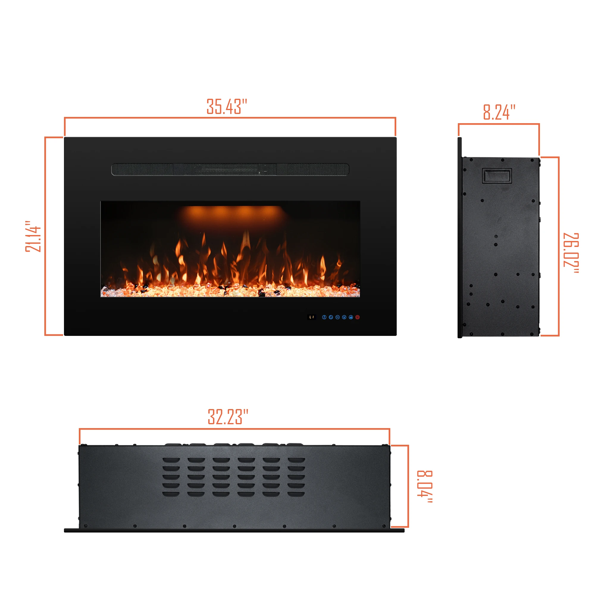 Benrocks 36 Inches Professional Electric Fireplace Manufacturer Decorative Fireplace With Temperature Adjustment Crackling Sound