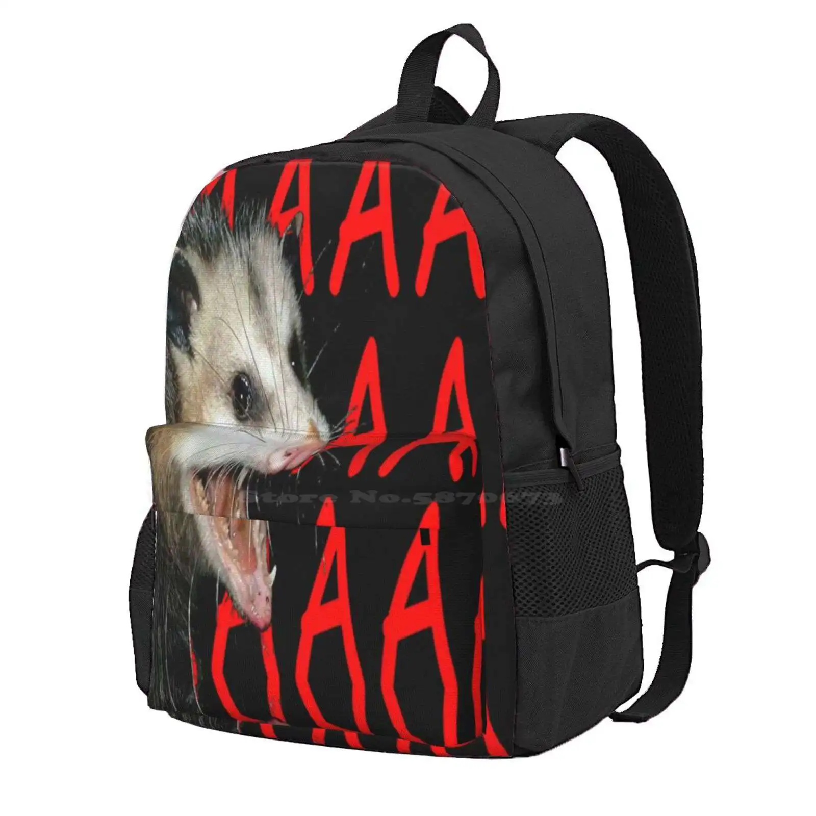 

Aaaaa Possum Hot Sale Schoolbag Backpack Fashion Bags Opossum Aaaa Screaming Stressed Meme Funny Cute Angry Angery Street Cat