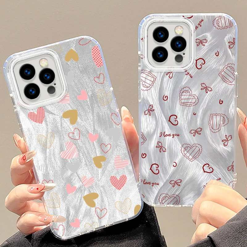 

Printed Love Lace Exquisite For iPhone 15 14 13 12 11 XS X XR 8 7 Pro Max Plus Feather Yarn Soft Phone Case