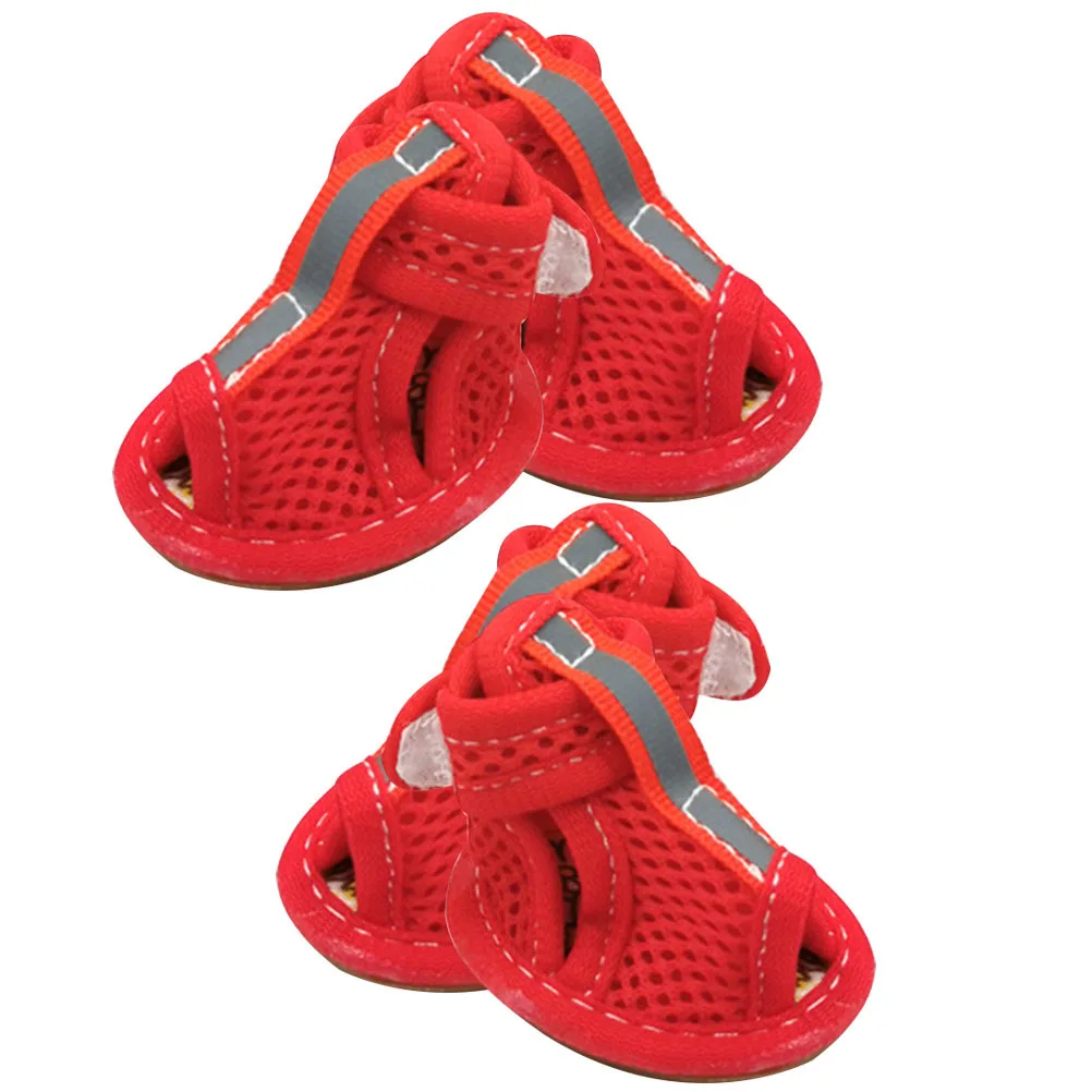 

4 Pcs Outdoor Pet Shoes Doggie Boots for Small Dogs Breathable Booties Hot Pavement