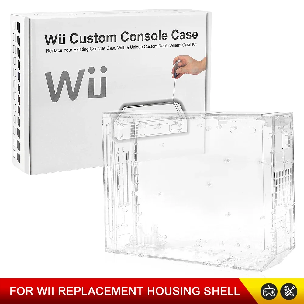 Transparent COLOR With Retail Packing Cover Full Set Housing Shell Replacement Parts For Wii Game Console Repair Case w Buttons