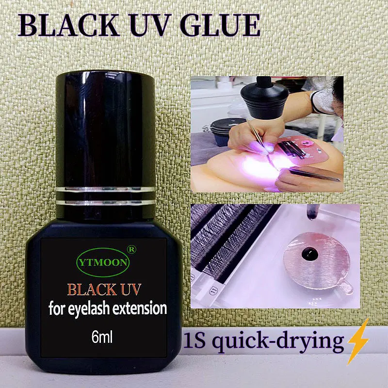 Black UV Eyelash Glue Gel 6ml Fake Lashes Eyelash Extension Adhesive Light Curing Quick Dry Long-Lasting Professional Supplies