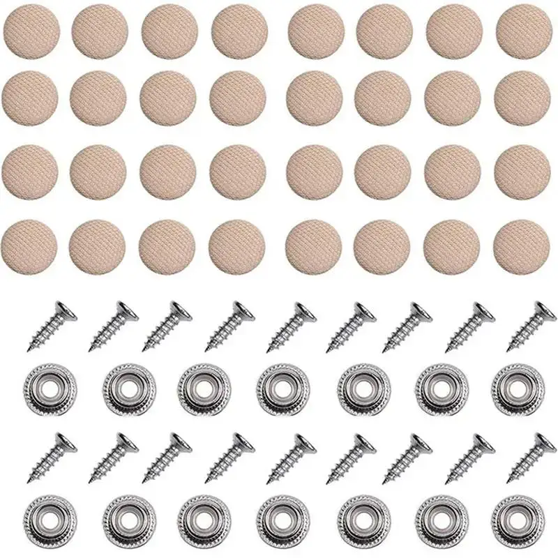 60-Piece Car Interior Roof Buckle Set - Headliner Ceiling Cloth Fixing Screws With Fabric Retainer Caps For Vehicle Maintenance
