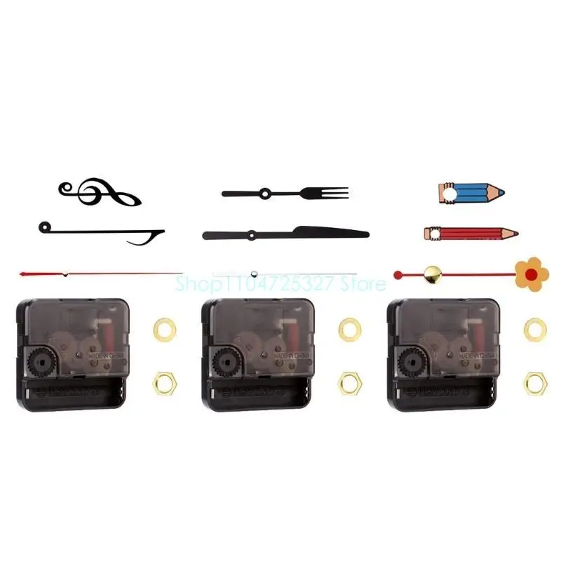 D8KF Easy Installation Long Shaft Clock Repair Parts Quiet Quartzs Clock Movement Mechanism with Fork Hands Replacement Kits
