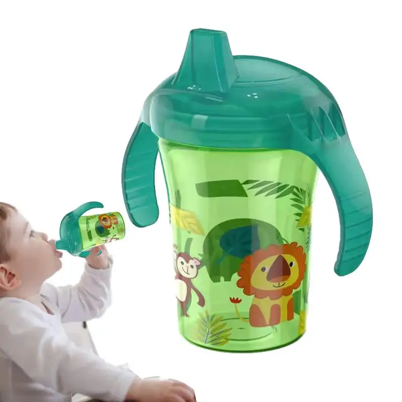 Baby Learning Drinking Cup with 2 Handles Spill-Free Lid BPA Free Leakproof Infants Water Bottle Duckbill Cup Feeding Supplies