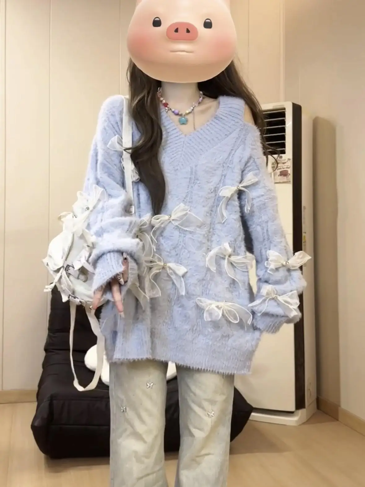 

Свитера Джемперы Пуловеры Женские японские вязаные с контрастной отделкой Зима BF Y2K Рабочий бизнес Профессиональный Классический Формальный Элегантный