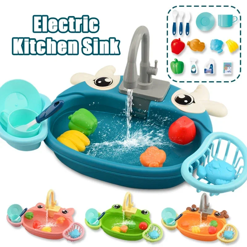 Детская кухонная раковина, электрическая посудомоечная машина, игровая игрушка с беговой водой, ролевая игра, детский рождественский фестиваль, подарок