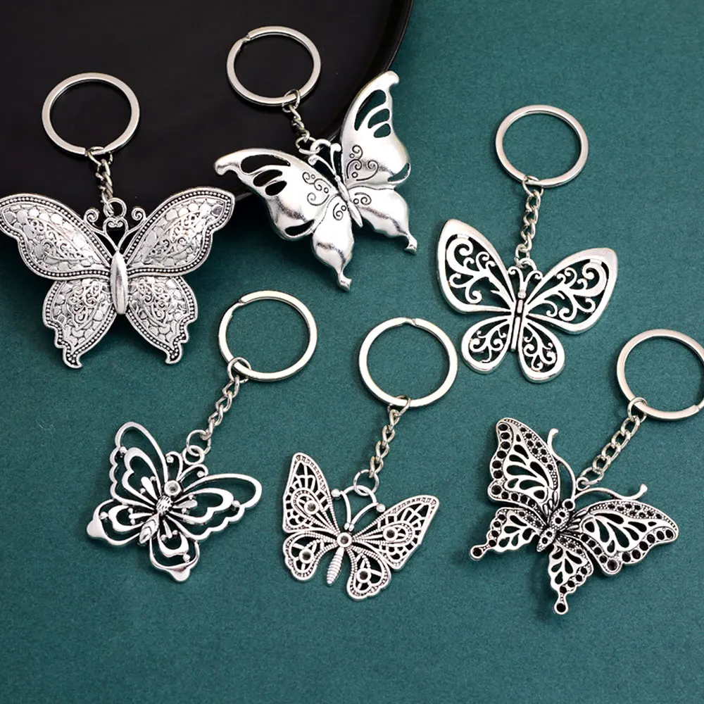 Butterfly Charms Brelok do kluczy Estetyczny brelok do kluczy Biżuteria Prezent świąteczny Uchwyt na klucze Łańcuch Pierścionek dla kobiet Dziewczyna Torba Samochód