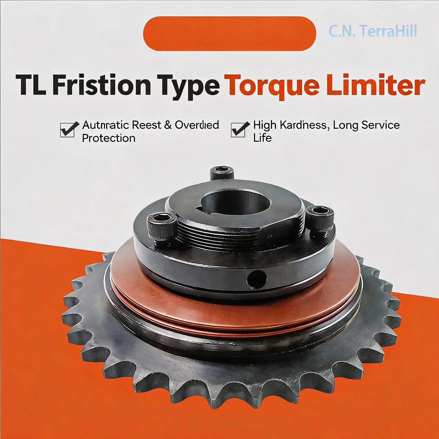 Torque Limiter Safety Overload Protection Clutch with Sprocket, 500Nm, Model TL350, 250700 Series, Industrial Machinery Parts