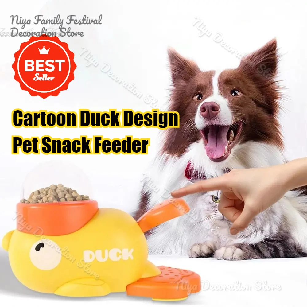 

Pet Treat Dispenser-Interactive Dog Toys, Anti Gulping Duck Slow Feeder,cat Dog Treat Dispensing with Button,for Dogs Training